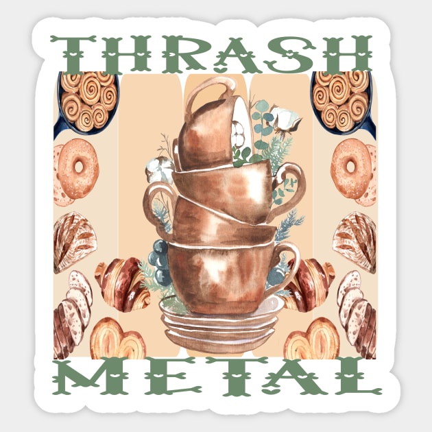 Thrash Metal Coffee and Cake Sticker by BEAUTIFUL WORDSMITH